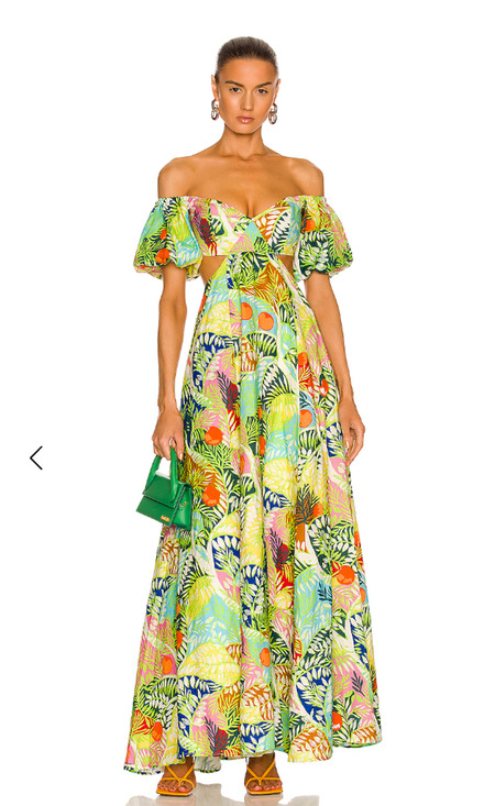 STAUD Dresses & Skirts - Staud coliseum cutout puff sleeve linen maxi dress Size 6